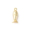 Brass Charms, Cadmium Free & Nickel Free & Lead Free, Fish, Real 18K Gold Plated, 14.5x5.5x4mm, Hole: 1.4mm