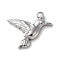304 Stainless Steel Pendants, Hummingbird Charm, Anti-Tarnish, Stainless Steel Color, 15x14x2mm, Hole: 1.6mm