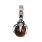 Dragon Claw 316 Surgical Stainless Steel & Round Natural Tiger Eye Pendant Decoration, 22~23mm