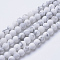Natural Howlite Beads Strands, Frosted Style, Round, 6~6.5mm, Hole: 1mm, about 59~60pcs/strand, 14.5inch