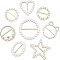 8Pcs 8 Styles Alloy Buckles, with Natural Pearl, Light Gold & Platinum, White, 1pc/style