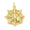 Halloween Theme Rack Plating Brass Pendants, with Jump Ring, Long-Lasting Plated, Lead Free & Cadmium Free, Real 18K Gold Plated, Spider, 22x20x3mm, Hole: 3.5mm
