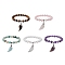 Natural Gemstone Stretch Bracelets, Wing Shape Stone Charm Bracelets for Women, Inner Diameter: 2-1/2 inch(6.2cm)