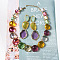 Alloy & Transparent Acrylic Link Chain Necklaces & Stud Dangle Earrings Sets, Golden, Flat Round, Colorful, 490~570mm & 105x32mm