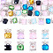 30Pcs Alloy & Glass Charms, Square with Bowknot Charm, Faceted, Platinum, 15x10.5x6.5mm, Hole: 2mm
