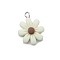 Resin Pendants, with Platinum Iron Peg Bail, Flower, White, 23x19x7.5mm, Hole: 2mm