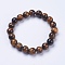 Natural Tiger Eye Beaded Stretch Bracelets, Round, 2-1/8 inch(53mm)