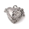 Carved Heart Rack Plating Brass Prayer Box Pendants, Wish Box, Gunmetal, 20x22x12mm, Hole: 5x3mm