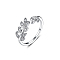 Sterling Silver Micro Pave Clear Cubic Zirconia Leaf Cuff Rings, Platinum, Inner Diameter: 16mm