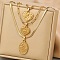 304 Stainless Steel Pendant 3 Layer Necklaces for Women, Real 18K Gold Plated, Oval & Heart, 17.72 inch(45cm) and 23.62 inch(60cm), 3pcs/set