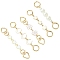 5Pcs 5 Styles Alloy White Enamel Bag Extension Chains, with ABS Plastic Imitation Pearl, Mixed Shapes, Golden, 138~173mm, 1pc/style