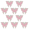 10Pcs Butterfly Hotfix Rhinestone Iron on/Sew On Patches, Imitation Pearl Hot Melt Adhesive, Cloth Appliques, Pink, 45x52x3mm