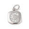 Rack Plating Brass Micro Pave CLear Cubic Zirconia Charms, with Jump Rings, Cadmium Free & Lead Free, Long-Lasting Plated, Platinum, Letter C, 11.5x9x1.5mm, Hole: 2.8mm