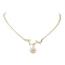 Flower & Branch Micro Pave Clear Cubic Zirconia Pendant Necklaces, Brass Cable Chain Necklaces for Women, Golden, 16.22 inch(41.2cm)