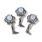 Angel Brass Opalite Pendants, with Jump Ring, Antique Silver, 38x19.5x7.5~9.5mm, Hole: 2x6.5mm