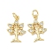 Brass & Clear Cubic Zirconia Pendants, Tree, Cadmium Free & Lead Free, Long-Lasting Plated, Rack Plating, with Jump Ring, Real 18K Gold Plated, 18x12.5x1.5mm, Hole: 3mm