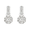 2Pcs Alloy Interlocking Clasps, Hook Clasps, with Rhinestone, Flower, Silver, 81mm
