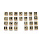 26Pcs 26 Styles 304 Stainless Steel Black Enamel Square Spacer Bars, 2-Hole, Ion Plating(IP), Real 18K Gold Plated, Letter A~Z, 12x12x6mm, Hole: 4.5mm, 1pc/style