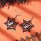 Halloween Theme Spider Web with Spider Handmade Glass Seed Beaded Dangle Earrings, with Tibetan Styles Alloy Pendants and 304 Stainless Steel Earring Hooks, Stainless Steel Color, Black, 57x33mm