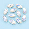 Sew on Rhinestone Montee Beads, with Brass Prong Settings, Garments Accessories, Horse Eye, Crystal AB, 12x6x4.5~5mm, Hole: 0.9mm, about 2000pcs/bag