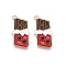 Valentine's Day Theme Alloy Enamel Pendants, Lead Free & Cadmium Free, Golden, Chocolate Charm, Red, 28x14x1mm, Hole: 1.8mm