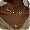 3Pcs Brass Rectangle Pendant 3 Layer Necklaces for Women, Golden, 15.75~19.69 inch(40~50cm)
