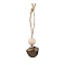 Iron Bell Pendant Decoration, Wood Beads and Jute Cord for Home Door Hanging Ornaments, Antique Bronze, 75mm