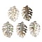 Natural Black Lip Shell Pendants, Leaf Charms, 33~34x23x2mm, Hole: 1.8mm
