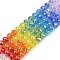 Electroplate Glass Beads Strands, Round, Faceted(32 Faceted), Gradient Color, Mixed Color, 8mm, Hole: 1.2mm, about 48pcs/strand, 35.5cm