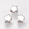 Brass Beads, Star, Platinum, 4x4x2.5mm, Hole: 1mm