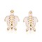 Transparent ABS Plastic Beads, Turtle, Golden Metal Enlaced, Half Plated, Clear, 19~20x13.5~14x7mm, Hole: 1.6~1.8mm, about 757pcs/500g