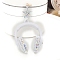 Alloy Rhinestone Keychains, Headset, White, Pendant: 70x40mm