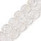 Natural Quartz Crystal Beads Strands, Rock Crystal Hollow Flat Oval, Number Zero Beads, 12x10x3.5~4mm, Hole: 1.2mm, about 20pcs/strand, 9.61''(24.4cm)