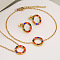 Ring 304 Stainless Steel Rhinestone Pendant Necklaces & Link Bracelets & Stud Earrings Sets, Golden, Colorful, 450mm