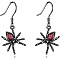 Spider Zinc Alloy Rhinestone Dangle Earrings, Black, 31.4x13.4mm