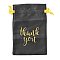 Stain Drawstring Bags, Candy Storage Bags, Rectangle with Word Thank You, Black, 15.2x10x0.15cm