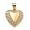 Rack Plating Brass with Cubic Zirconia Pendants, Long-Lasting Plated, Lead Free & Cadmium Free, Heart Charms, Real 18K Gold Plated, 17x15.5x4mm, Hole: 4.5x3mm