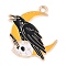 Alloy Pendants, with Enamel, Light Gold, Moon with Raven, 26x25.5x1.5mm, Hole: 2mm