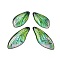 4Pcs Transparent Epoxy Resin Butterfly Wings Pendants, with Gold Foil & Glitter Powder, Lime Green, 29.5~40x15~17x2~2.5mm, Hole: 1.1mm