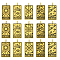 15Pcs 5 Styles Tibetan Style Alloy Pendants, Rectangle with Tarot Pattern, Antique Golden, 26x13x2mm, Hole: 2mm, 3pcs/style