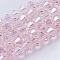 Transparent Electroplate Glass Beads Strands, AB Color Plated, Faceted, Bicone, Pink, 4x4mm, Hole: 0.8mm, about 80~85pcs/strand, 30~32cm