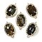 Natural African Turquoise(Jasper) Faceted Oval Links, Rack Plating Brass Micro Pave Clear Cubic Zirconia Connector Charms, Golden, 21x12.5x5mm, Hole: 1.6mm and 1.4mm