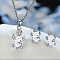 Tortoise Alloy Rhinestone & Glass Pendant Necklaces & Stud Earrings Sets, Platinum, Clear, 450mm