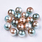 Rainbow ABS Plastic Imitation Pearl Beads, Gradient Mermaid Pearl Beads, Round, Camel, 7.5~8x7~7.5mm, Hole: 1.6mm, about 2000pcs/500g