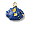 Brass Enamel Pendants, Fish Charms, Long-Lasting Plated, Cadmium Free & Lead Free, with Jump Ring, Golden, Marine Blue, 13x16x5mm, Hole: 3mm