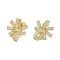 Bowknot Brass Micro Pave Cubic Zirconia Stud Earrings for Women, Golden, Clear, 22x20mm