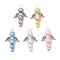 Pearlized Glass Pearl Bead Pendants, Angel, with Alloy Wings and Copper Wire, Mixed Color, 32x20x8mm, Hole: 3mm
