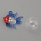 Blown Floating Glass Fish Miniature Figurine, Aquarium Decoration Statue, Colorful, 38x42x14mm, Hole: 3mm