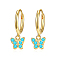 Elegant S925 Sterling Silver Butterfly Hoop Earrings, with Light Blue Cubic Zirconia, Golden, 17x4x11mm