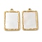 304 Stainless Steel Pendants, Rectangle Charms, with Shell, Ion Plating(IP), Real 18K Gold Plated, 23.5x16x2mm, Hole: 1.5mm